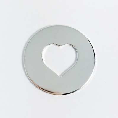 Sterling Silver Heart Center Washer 16g 1 inch x 1/2 inch heart