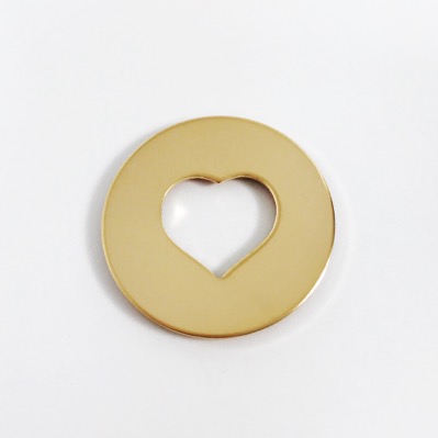 Gold Fill Heart Center Washer 20g 1 inch x 1/2 inch heart