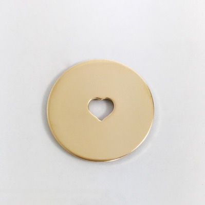 Gold Fill Heart Center Washer 22g 1 inch x 1/4 inch heart