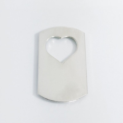 Sterling Silver Dog Tag Heart Cut Out 18g 1.25 inch x 3/4 inch x 1/2 inch heart
